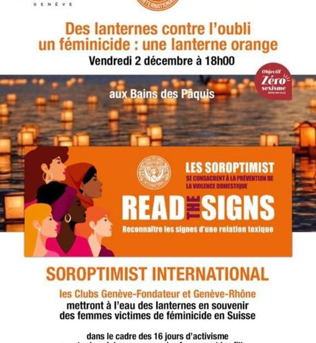 Collaboration Soroptimist & CLAFG – 16 jours d’activisme / Campagne READ THE SIGNS